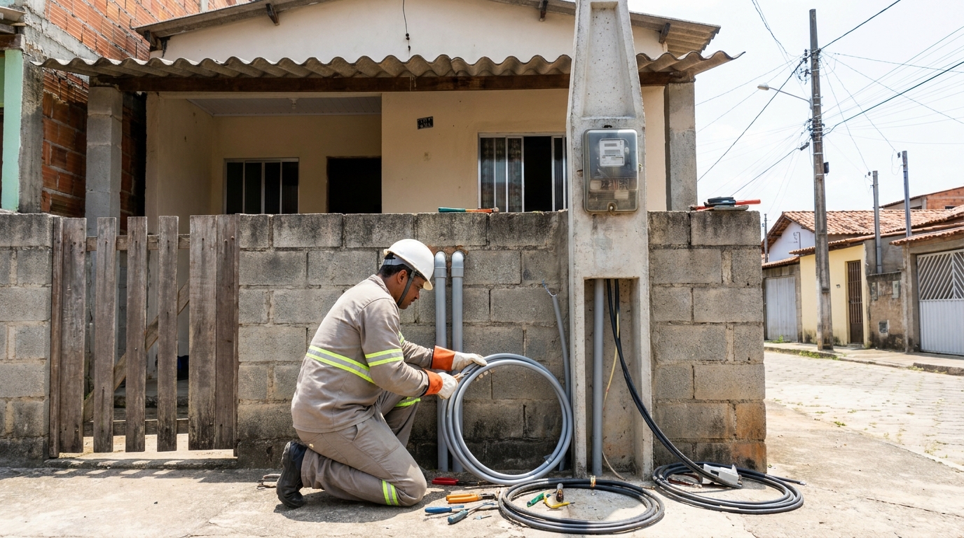 Instalação de Poste Padrão no Alto do Ipiranga, Ribeirão Preto‑SP